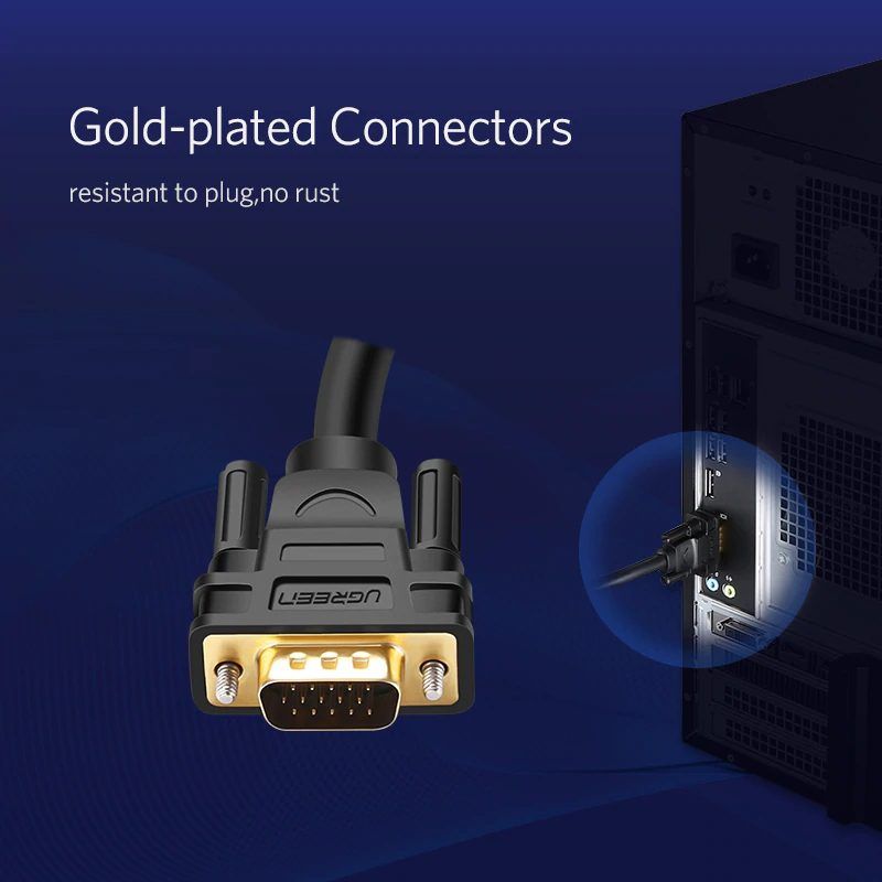 Dây cáp kết nối VGA HDB 15 đực sang HDB 15 đực dài từ 1-30M UGREEN VG101 VG105