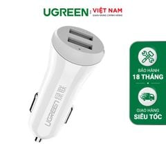 Tẩu sạc nhanh ô tô UGREEN CD115 – Sạc 2 cổng USB cùng lúc