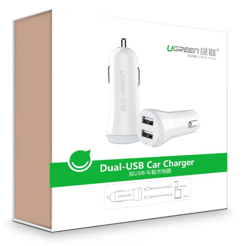 Tẩu sạc nhanh ô tô UGREEN CD115 – Sạc 2 cổng USB cùng lúc