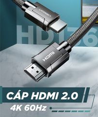 Cáp HDMI 2.0 UGREEN HD136 – Hỗ trợ phân giải 4K@60Hz, âm thanh HD Dolby Digital 7.1- Đầu tiếp xúc mạ Niken, lõi đồng nguyên chất