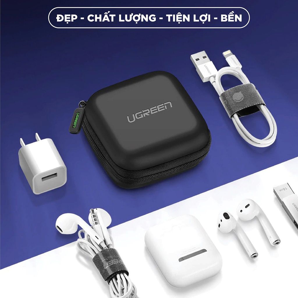 Hộp đựng phụ kiện UGREEN 40816 – Chống sốc chống nước, dây kéo kèm móc khóa bền bỉ