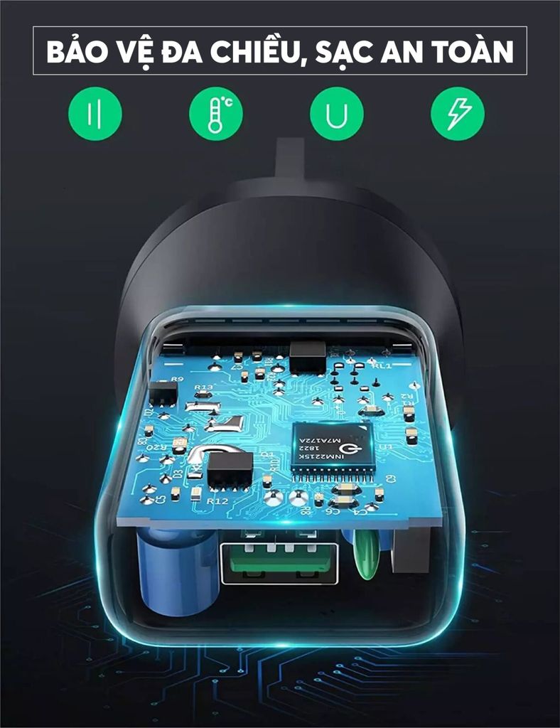 Củ sạc nhanh UGREEN CD122 – Sạc nhanh QC 3.0 18W kèm cổng nối đất