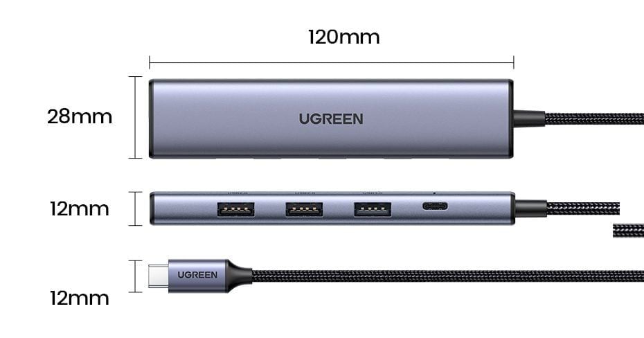 Hub Type C 5 in 1 sang HDMI 4K@30Hz, USB3.0 Ugreen CM478