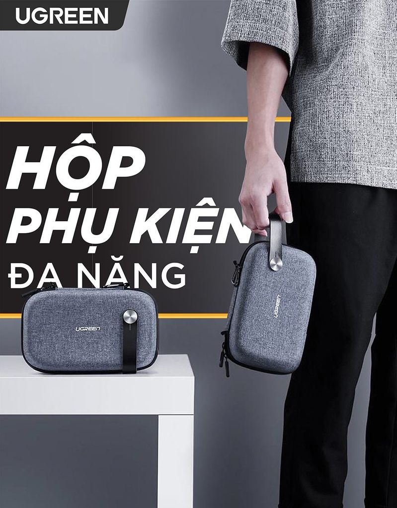 Hộp đựng phụ kiện UGREEN LP152 – Chất liệu vải chống thấm, chống shock – Quai xách tiện lợi