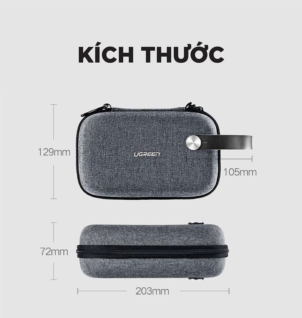 Hộp đựng phụ kiện UGREEN LP152 – Chất liệu vải chống thấm, chống shock – Quai xách tiện lợi