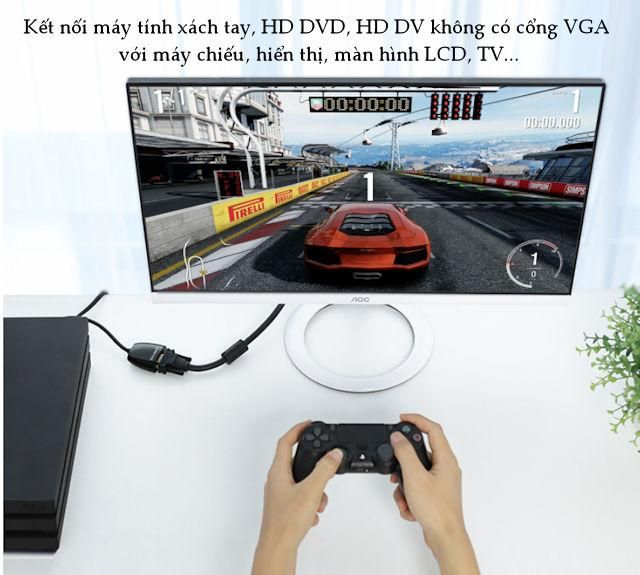 Bộ chuyển đổi HDMI sang VGA UGREEN MM102 Không có Audio, độ phân giải 1920*1080 60Hz (Max) dài 16cm