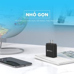 Củ sạc nhanh 18W UGREEN 20904 – Sạc nhanh chuẩn Quick Charge 3.0 công suất 18W – Chân cắm dẹt chuẩn US – Bảo hành 18 tháng