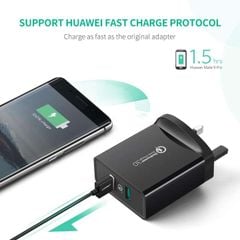 Sạc nhanh 2 cổng UGREEN CD161 – Sạc nhanh Quick Charge 3.0, tối đa 18W mỗi cổng – Sạc nhanh cho Samsung S9 S9+ S8 S8+ S7, Huawei Mate 10 P10, Oneplus 5T, Nexus 5X 6P, Xiaomi