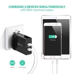 Sạc nhanh 2 cổng UGREEN CD161 – Sạc nhanh Quick Charge 3.0, tối đa 18W mỗi cổng – Sạc nhanh cho Samsung S9 S9+ S8 S8+ S7, Huawei Mate 10 P10, Oneplus 5T, Nexus 5X 6P, Xiaomi