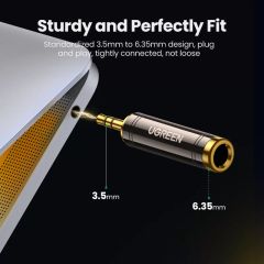 Đầu chuyển 3.5mm đực sang 6.5mm cái UGREEN AV168 mạ vàng, chống suy hao