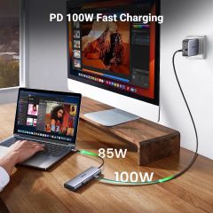 Hub USB Type-C sang HDMI 4K@60Hz Ugreen 15375 Lan 1Gbps, Type-C, USB 3.0, SD/TF Sạc PD 100W