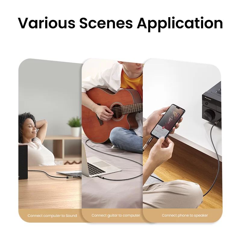 Đầu chuyển 3.5mm đực sang 6.5mm cái UGREEN AV168 mạ vàng, chống suy hao