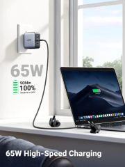 Bộ Sạc Ugreen 65W Nexode GaN CD296  3 Cổng USB-C và Đầu Cắm US/UK/EU cho Du Lịch