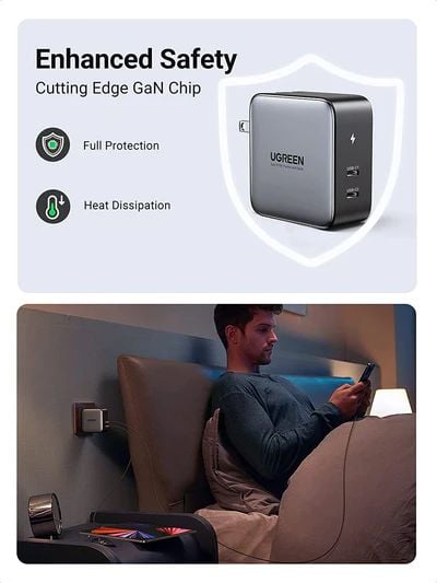 Củ sạc nhanh GaN Ugreen 100W – 2 cổng Type C