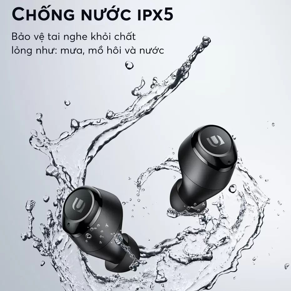 Tai nghe Bluetooth TWS UGREEN WS100; Âm thanh Hifi True Wireless, chống nước IPX5; Sạc đầy trong 15 phút, 27h Playtime