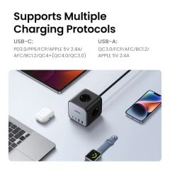 Ổ cắm điện đa năng UGREEN C268 trạm sạc để bàn 65W 2 USB-C, 2 USB-A