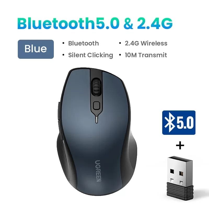 Chuột máy tính không dây UGREEN MU101 thiết kế công thái học siêu êm, Bluetooth 5.0