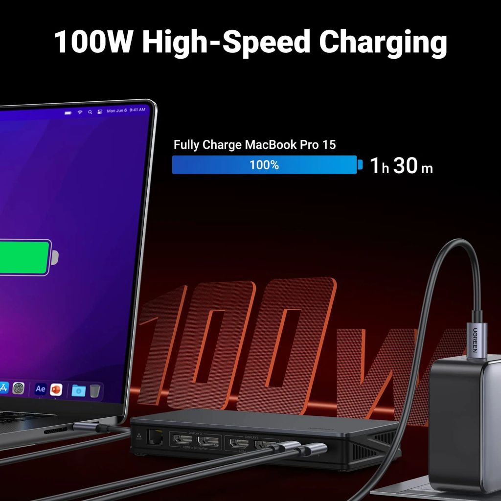 Hub USB-C Đa Năng UGREEN 90912 Hỗ Trợ 4K@60Hz và USB 3.1 2xUSB-A 3.2, USB-C 3.2, 2xHDMI, 2xDP, RJ45 Gigabit,PD