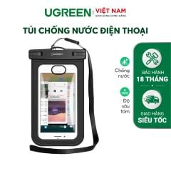 Túi đựng điện thoại chống nước UGREEN 60959 Chống nước cao IPX 8 – Dùng được cho độ sâu 10m, tương thích với màn hình 4 – 6.5inch