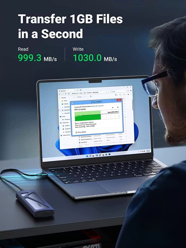 Vỏ đựng ổ cứng SSD M.2 B-Key & M+B Key NVME/PCIE GEN2 tốc độ 10Gbps Ugreen 70691 cao cấp (Max 2TB) – Hàng Chính Hãng