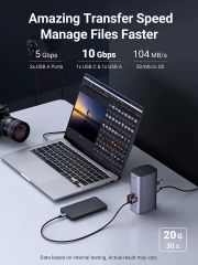 Bộ chuyển đổi Type C Ugreen 90325 đang năng 12-in-1 MicroSD, DisplayPort, Ethernet, HDMI, USB 3.2 Gen 1, Secure Digital Card, USB 3.2 Gen 2