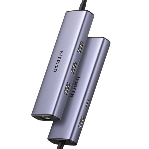 Hub USB-C ra HDM 4K@30Hz , PD 100W Ugreen 15598 USB A+HDMI+RJ45+PD Converter 4K@30Hz  with PD