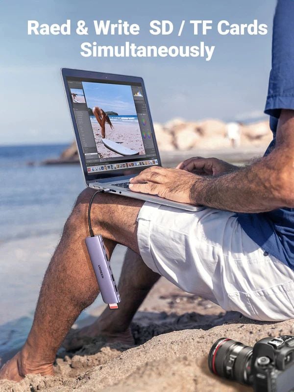 Hub Type-C 7 cổng Ugreen 15214, 2xUSB-A 3.0 +USB-C+HDMI 4K@30Hz + PD 100W