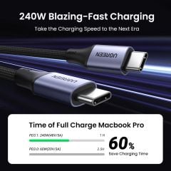 Cáp sạc nhanh và truyền dữ liệu Type C 240W Ugreen US535