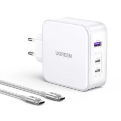 Sạc nhanh 140W chân tròn Ugreen CD289 công nghệ GaN 2xUSB-C, 1xUSB-A, kèm dây sạc