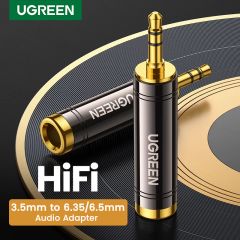 Đầu chuyển 3.5mm đực sang 6.5mm cái UGREEN AV168 mạ vàng, chống suy hao