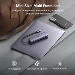 Bộ chuyển đổi Type C UGREEN 60515  2xUSB 3.0, HDMI, RJ45, SD, TF + PD