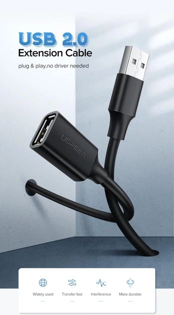 Dây nối dài USB 2.0 UGREEN US103 USB-A đực sang USB-A Cái nối dài dây sạc và truyền dữ liệu