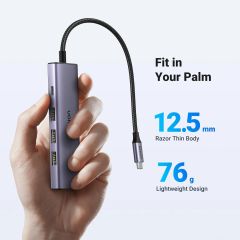 Hub USB-C Ugreen 15597 sạc nhanh 100W, HDMI 4K@60Hz 3 cổng USB-A 3.0, HDM, USB-C
