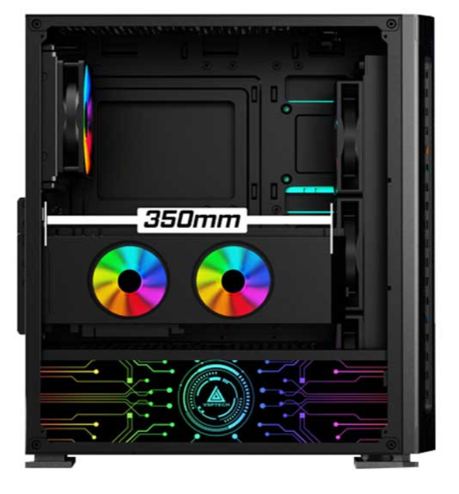 Case VSP FA-404B Màu Đen (Có Sẵn 4 Fan LED RGB/ LED Cover Nguồn)