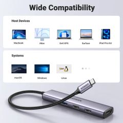 Hub chuyển đổi Type C Ugreen 15495 HDMI 4K@30Hz, USB 2.0, USB 3.0, Sạc PD 100W