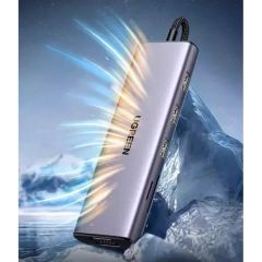 Hub USB Type-C sang HDMI 4K@60Hz Ugreen 15375 Lan 1Gbps, Type-C, USB 3.0, SD/TF Sạc PD 100W
