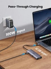 HUB chuyển đổi Type C Ugreen 15601 USB-C sang 3xUSB-A 3.0 + HDMI + VGA+ RJ45(LAN) + SD/TF +3.5mm+PD 4K30Hz