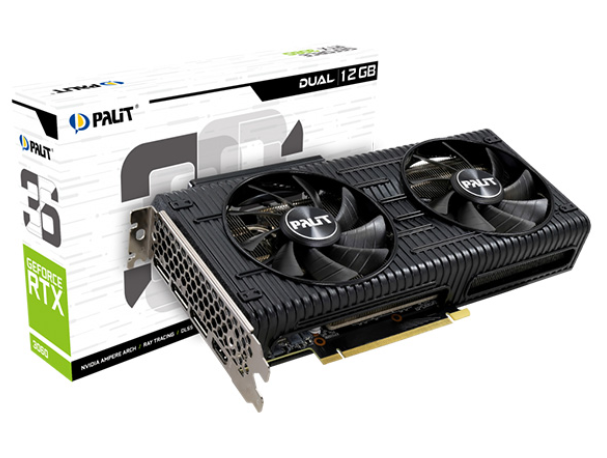 Card màn hình Palit GeForce RTX 3060 LHR Dual 12GB GDDR6 (NE63060019K9-190AD)