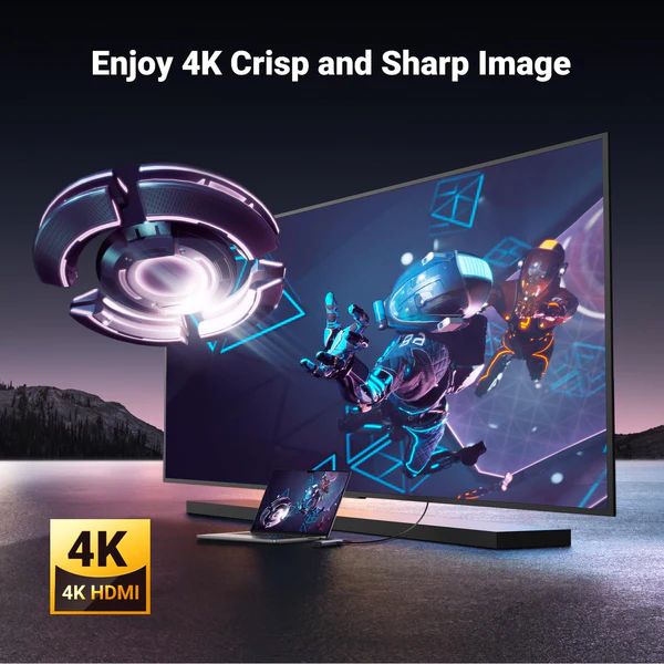 Hub USB-C ra HDM 4K@30Hz , PD 100W Ugreen 15598 USB A+HDMI+RJ45+PD Converter 4K@30Hz  with PD