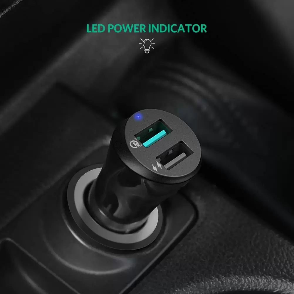 Tẩu sạc nhanh ô tô 2 cổng UGREEN CD114 sạc nhanh 3A
