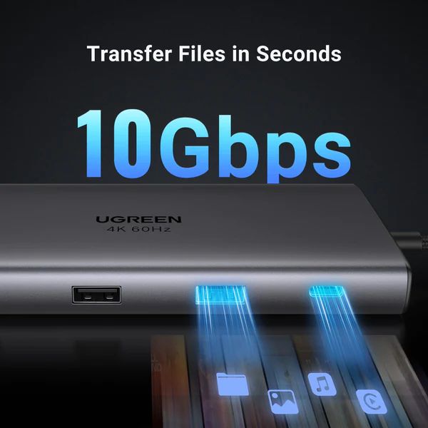 Hub Type C Ugreen 15532 2*USB A3.0 + 1USBA+ 1USB- C+HDMI+RJ45 Gigabit+SD/TF+PD