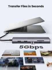 HUB chuyển đổi Type C Ugreen 15601 USB-C sang 3xUSB-A 3.0 + HDMI + VGA+ RJ45(LAN) + SD/TF +3.5mm+PD 4K30Hz