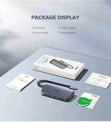Bộ chuyển đổi Type C sang 3 USB 3.0 + HDMI + VGA + LAN + SD/TF + hỗ trợ nguồn Type C Ugreen 40873