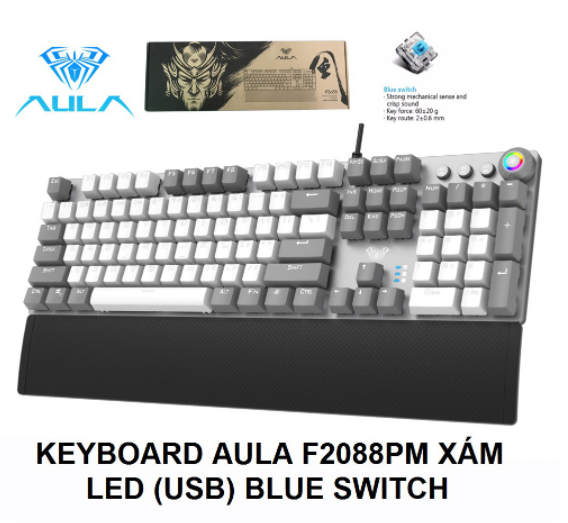 Bàn phím AULA F2088EK Đen LED (USB) BLUE