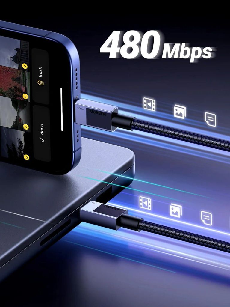 Cáp sạc USB Type C 1m sạc và truyền dữ liệu Ugreen L512