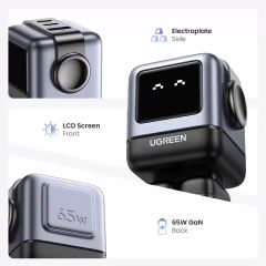 Củ sạc nhanh 65W RoboGaN Mini Ugreen CD361 sạc nhanh 65W, chân dẹt