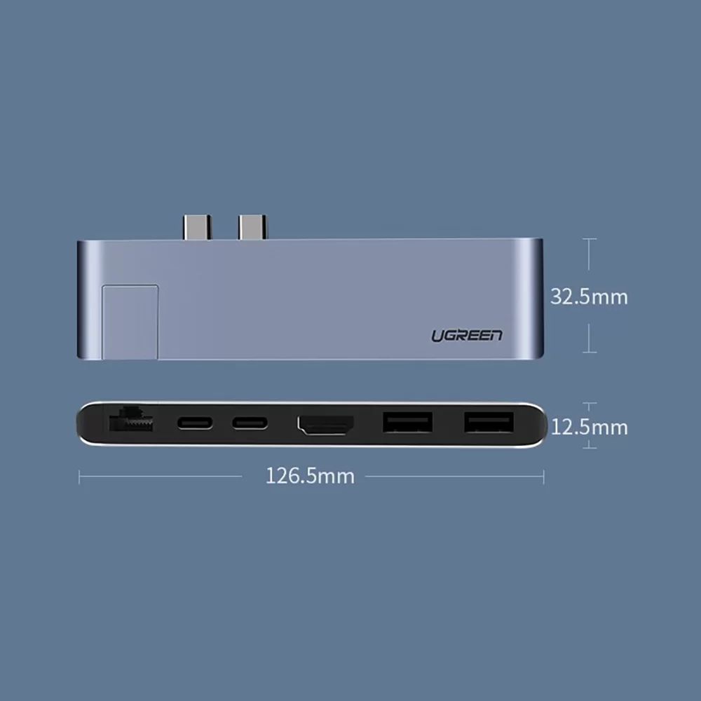 Hub Type C cho Macbook UGREEN 50984 HDMI+ 3xUSB 3.0  + Gigabit Lan + Type-C PD