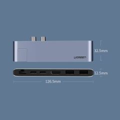 Hub Type C cho Macbook UGREEN 50984 HDMI+ 3xUSB 3.0  + Gigabit Lan + Type-C PD