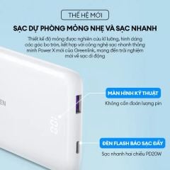 Pin sạc dự phòng UGREEN PB200 10000mAh Cổng sạc 2 chiều PD20W+20W, Sạc nhanh thông minh Power X, pin ATL