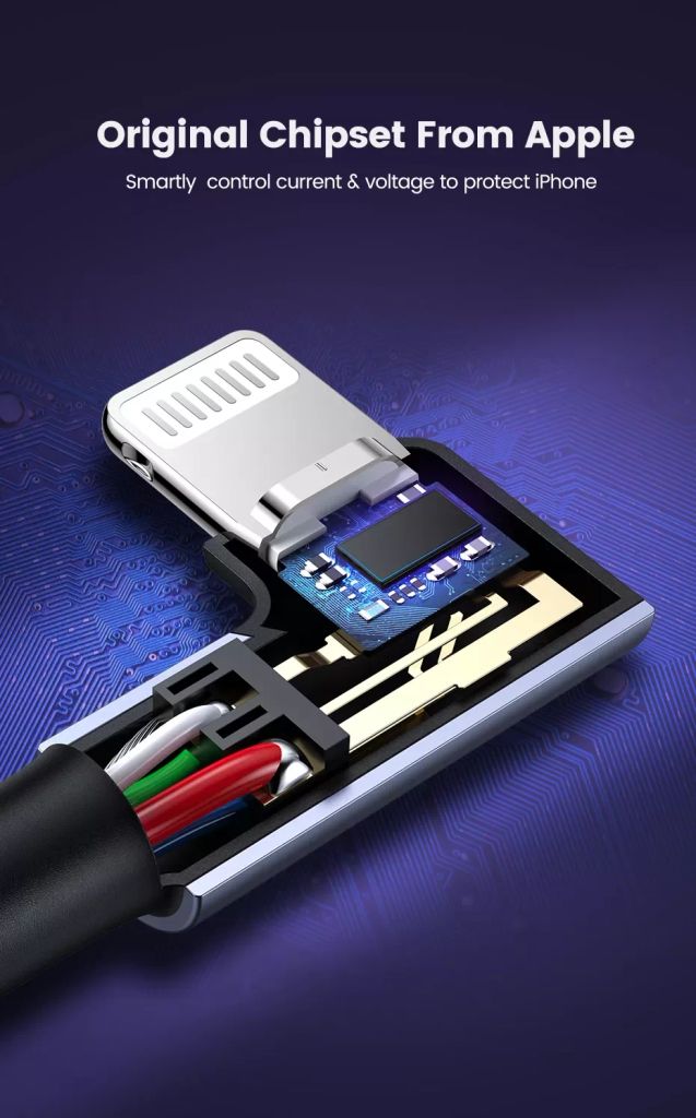 Dây cáp sạc nhanh Lightning type C Ugreen US305 US vuông góc